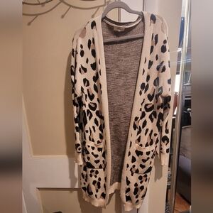Leopard Print Open Front Cardigan Sweater 1x So Soft Great Stretch